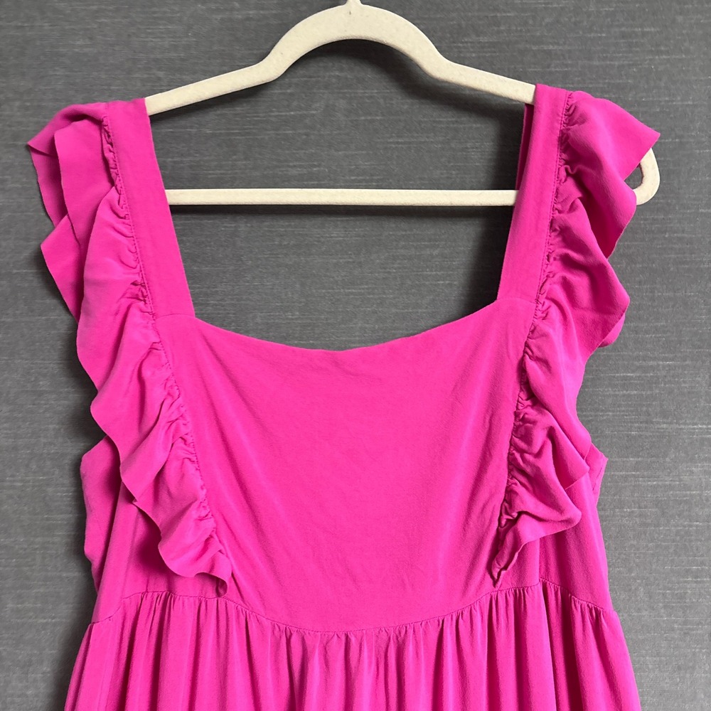 ELOQUII Dress 16 Pink Maxi Ruffle Keyhole Back Tiered Sleeveless Summer Resort - Picture 4 of 12